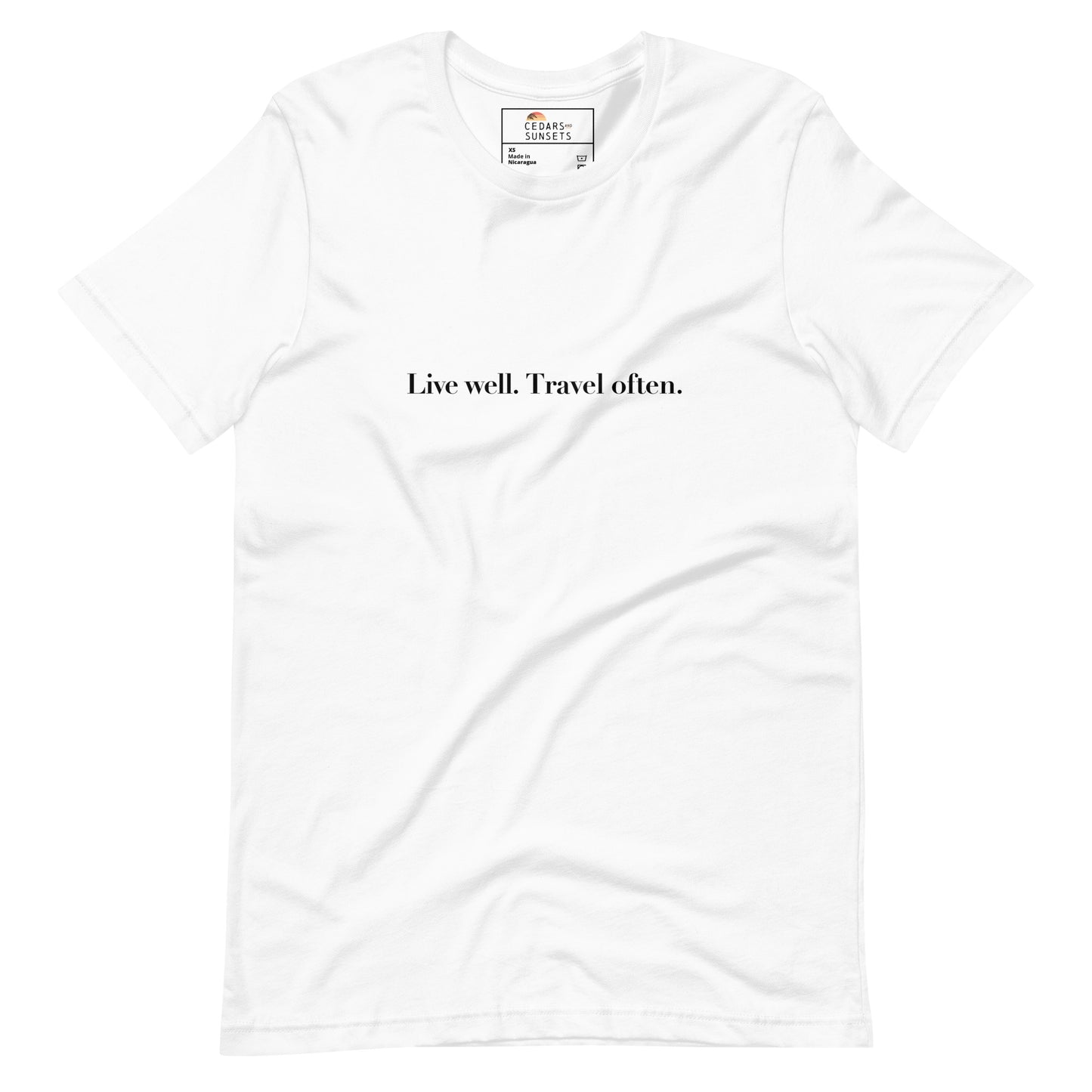 Live Well. Travel Often. Unisex Graphic Tee